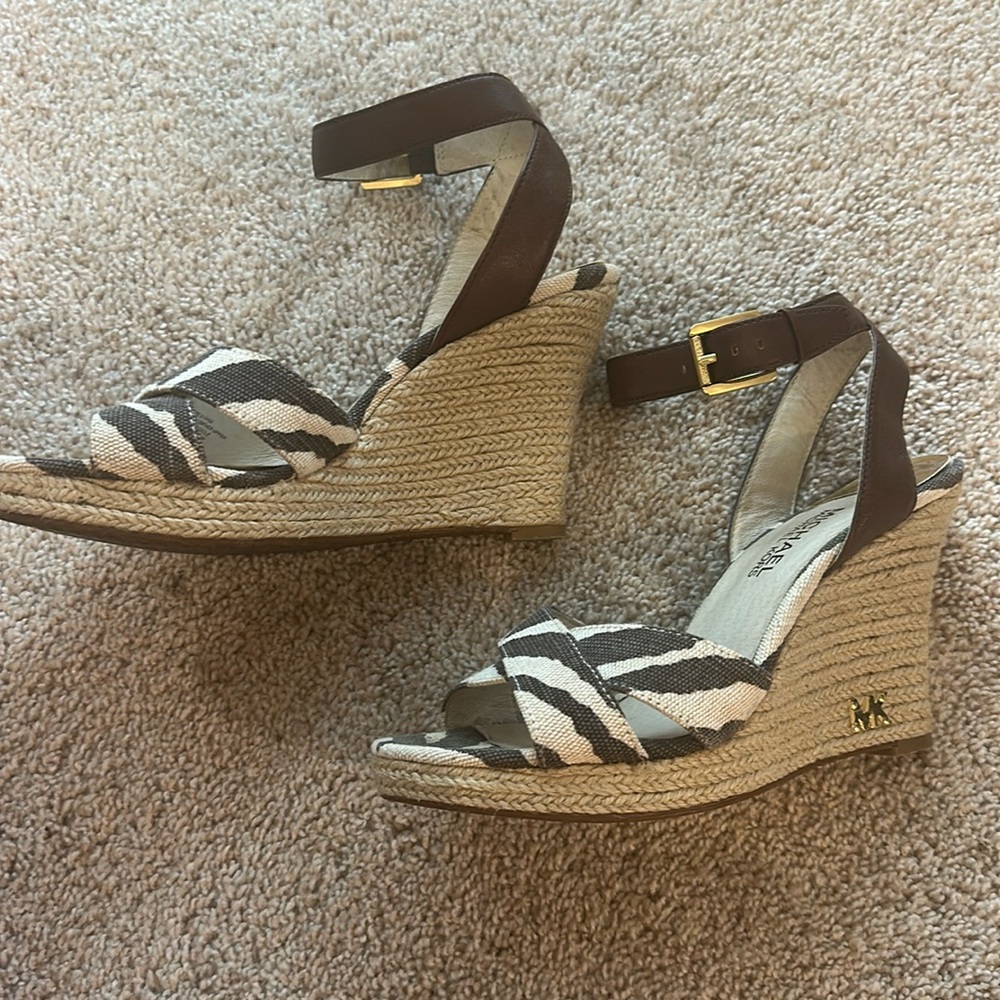 Micheal/Michesl Kors barely worn animal print wedge sandals